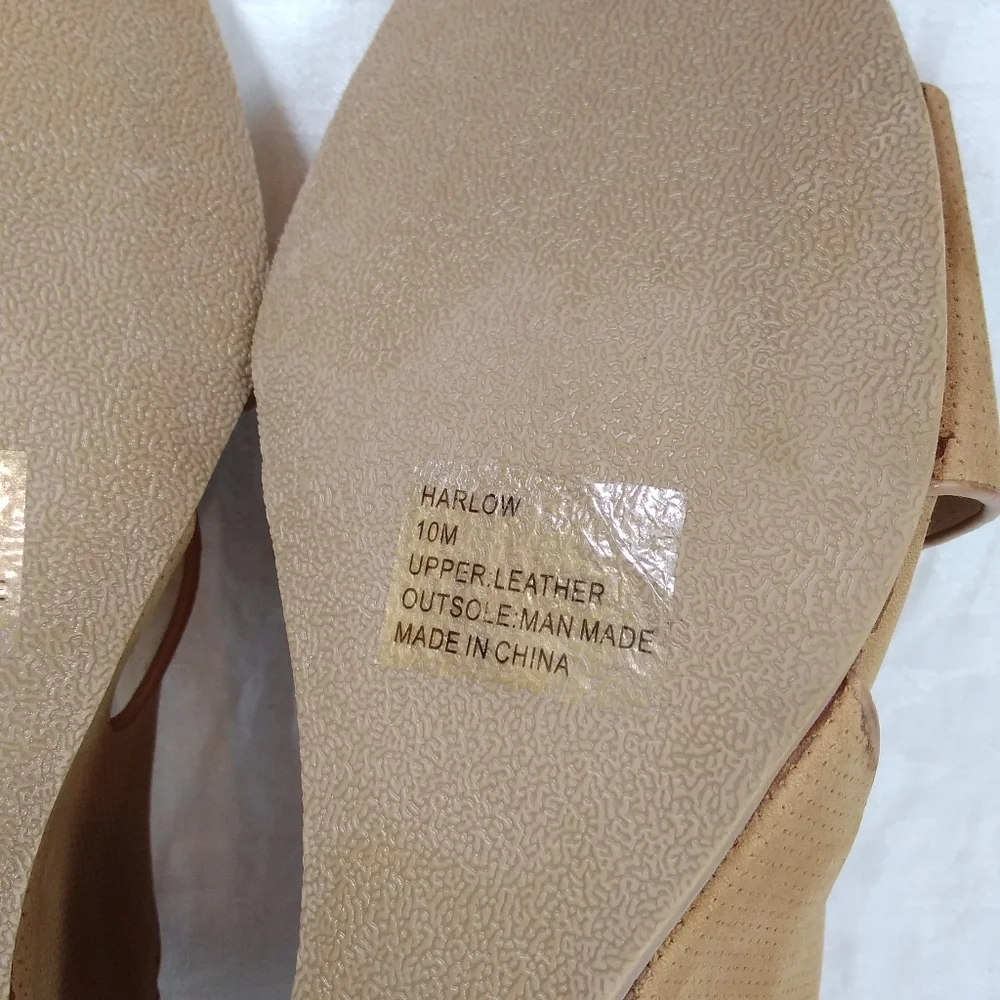 Matisse Harlow Cognac Brown SANDALS Womens Size 10M Criss Cross Perforated Wedge